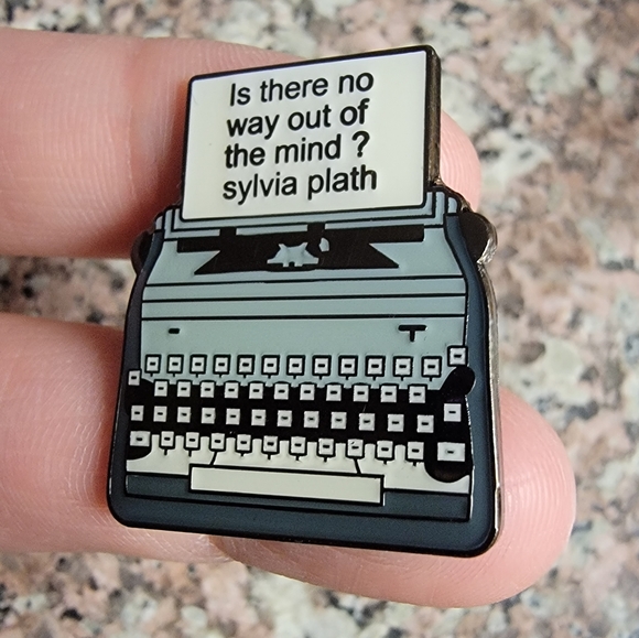 *2 for $13* Is There No Way Out of the Mind? Sylvia Plath Typewriter Enamel Pin - Picture 2 of 3